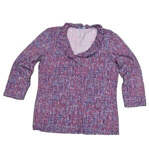 J. McLaughlin Multi Colored Durham Ruffle Top Medium A003335